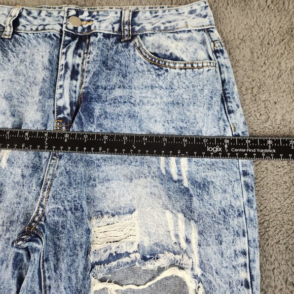 Women's High Rise Straight Leg Light Acid Wash Distress Ripped Jeans Size 30x32 - Picture 4 of 10